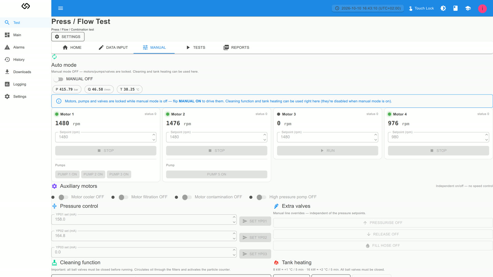 Test bench page